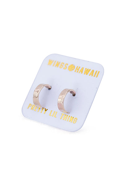 wings hawaii hand made tiny cuff hoop stud earrings in sterling silver or 14k yellow gold