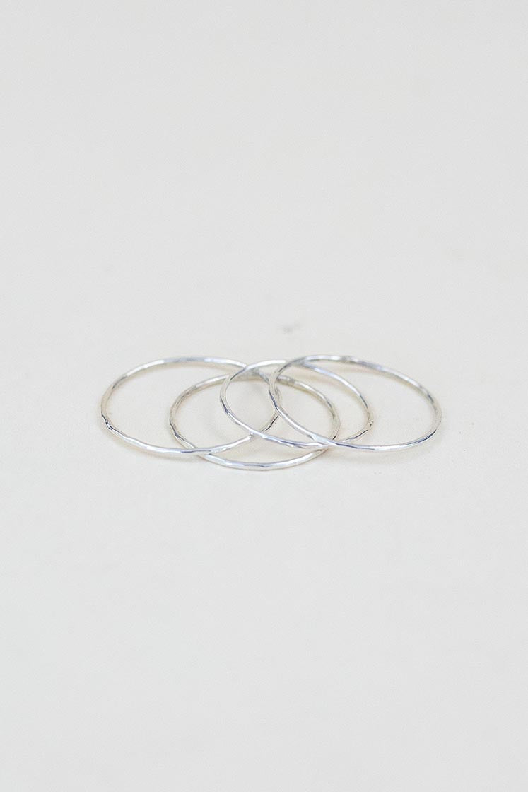 Wings Hawaii thin dainty stacking rings in sterling silver. Fine jewelry handmade in Maui. 
