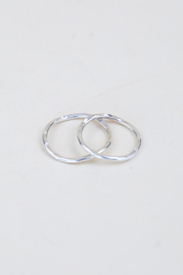 Wings Hawaii ti leaf stacking rings in 14k gold-filled or sterling silver. Fine jewelry handmade in Maui. Beachy, boho, organic, freeform wavy-shaped rings. 