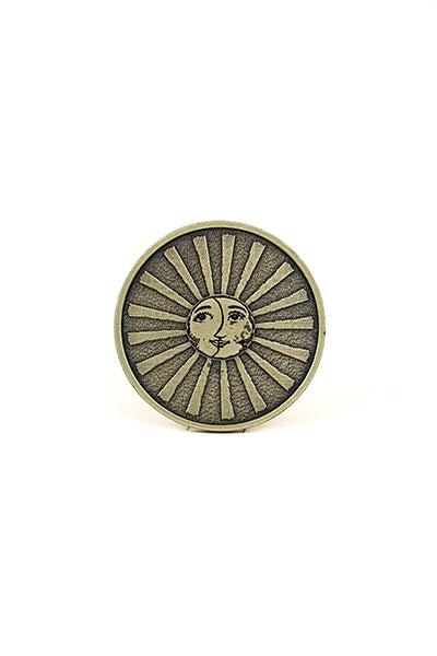 brass belt buckle sun and moon wings hawaii