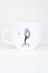 taurus mermaid zodiac ceramic mug black and white wings hawaii thumbnail