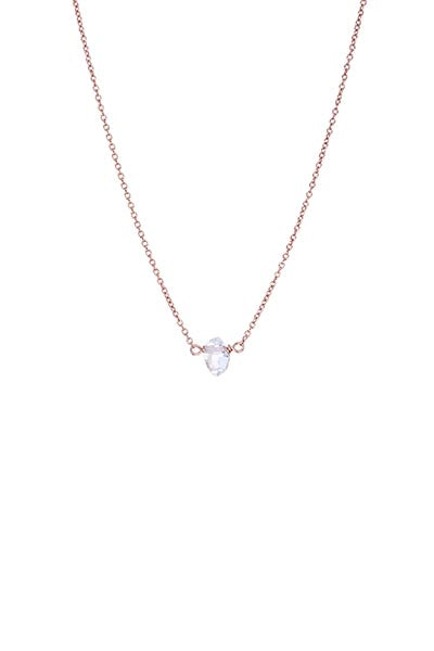 wings hawaii tiny herkimer diamond crystal necklace 14 karat rose gold fine dainty chain 
