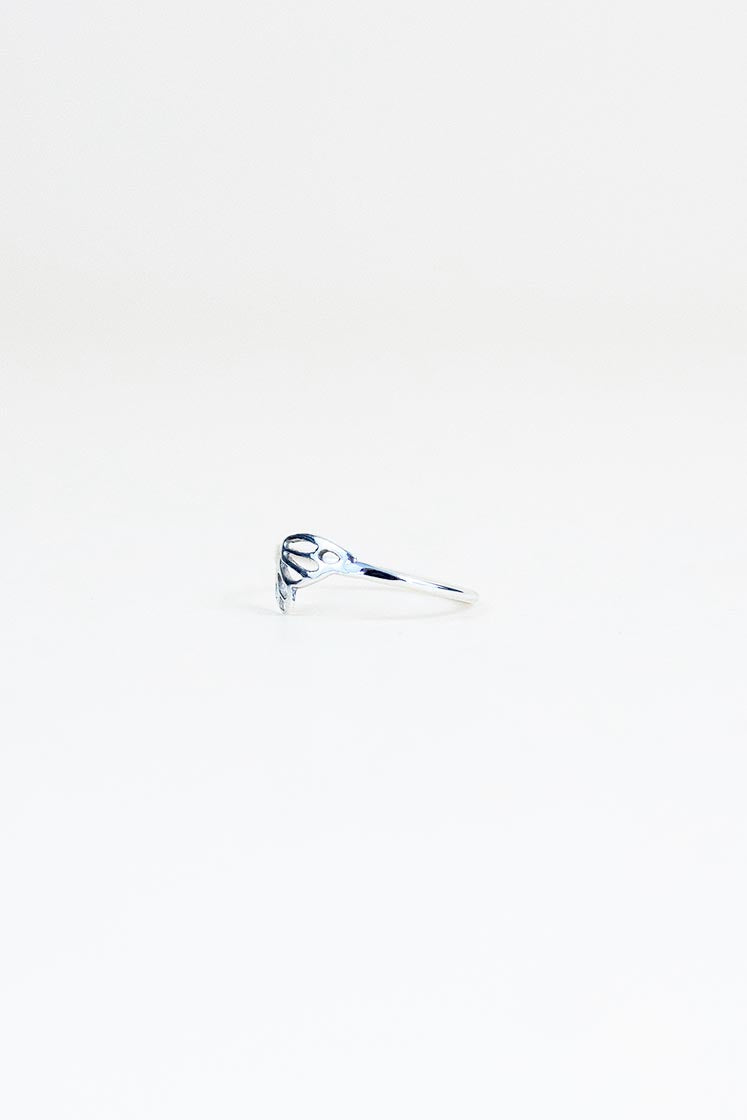 tiny butterfly wing ring made of sterling silver women's jewelry hand made in haiku maui wings hawaii