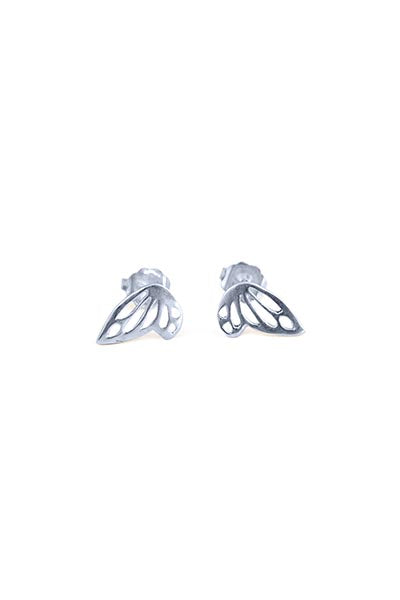 sterling silver or 14k yellow gold tiny butterfly wing stud earrings women's fine jewelry everyday mermaid treasure symbol of transformation and flight lovely little gems made in haiku maui wings hawaii