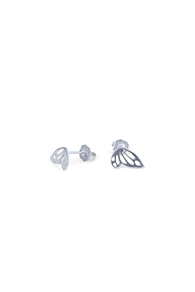 sterling silver or 14k yellow gold tiny butterfly wing stud earrings women's fine jewelry everyday mermaid treasure symbol of transformation and flight lovely little gems made in haiku maui wings hawaii