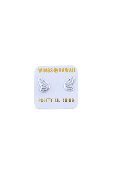 sterling silver or 14k yellow gold tiny butterfly wing stud earrings women's fine jewelry everyday mermaid treasure symbol of transformation and flight lovely little gems made in haiku maui wings hawaii