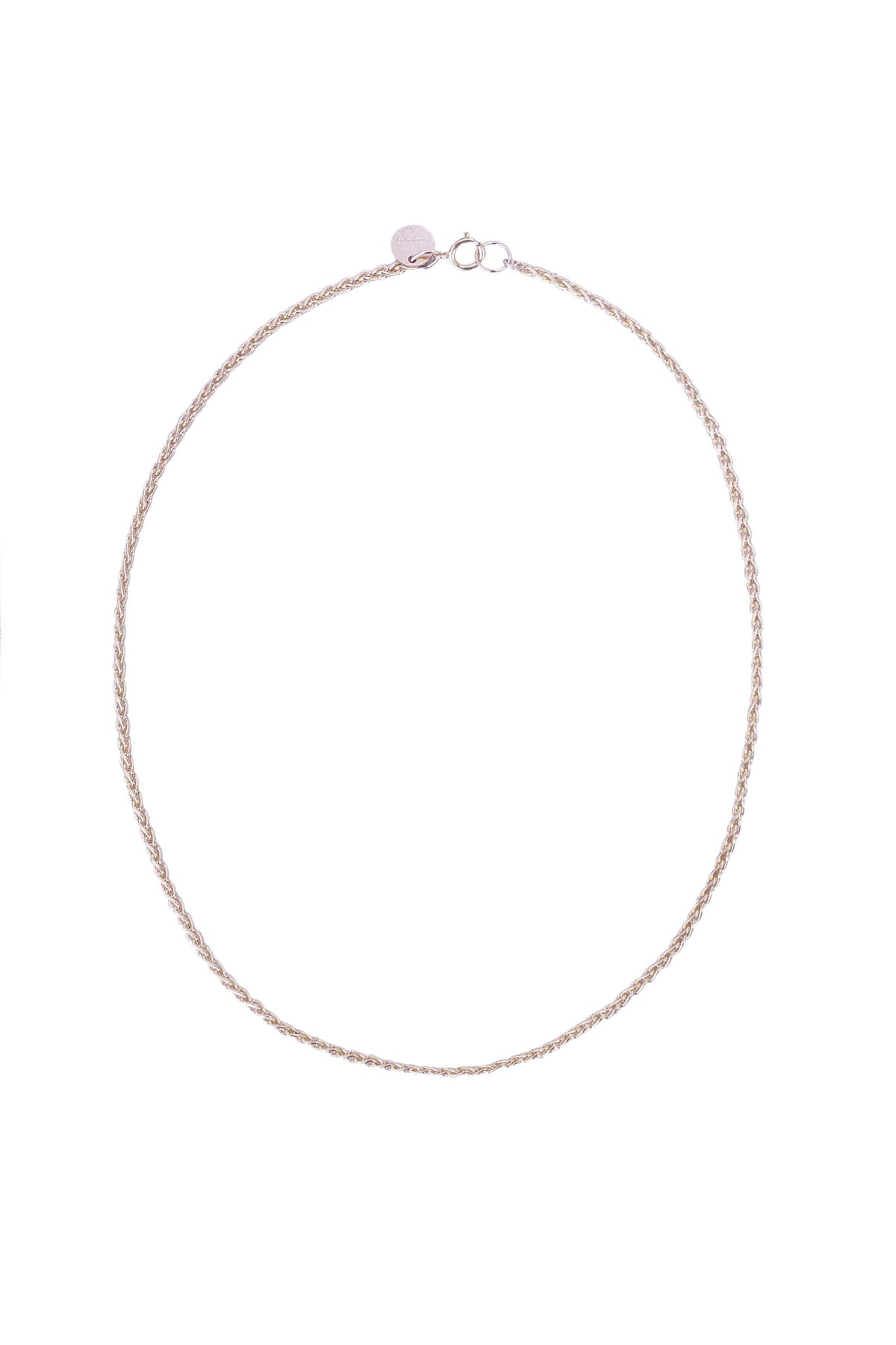 Wings Hawaii wheat chain choker necklace. 15" length. Available in sterling silver or 14k gold-filled. Fine jewelry handmade in Maui. Wear solo or layered or add charms from the Wings Hawaii Charm Bar. 