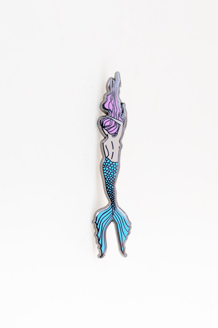 enameled pin of a mermaid