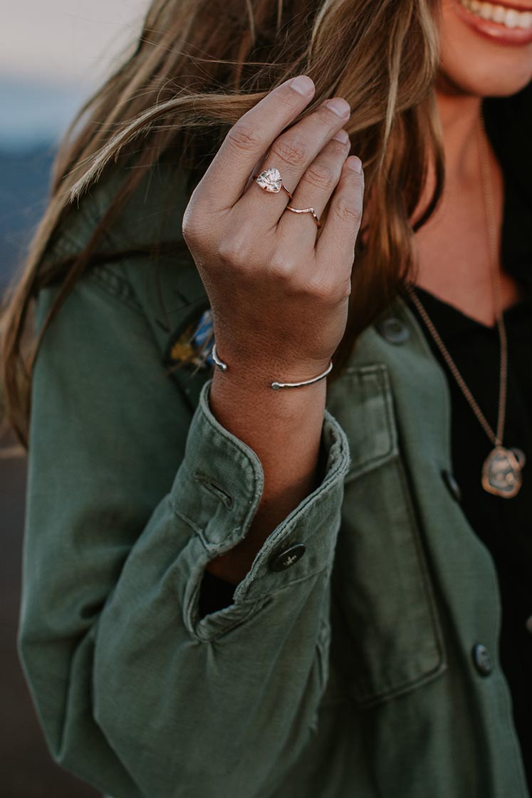 gold filled boomerang ring simple minimal and stackable style women's jewelry classic chic everyday piece hand made in haiku maui wings hawaii